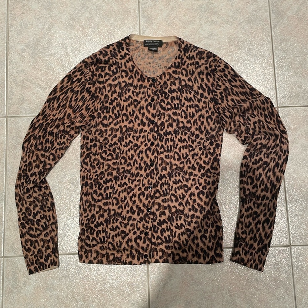 Leopard Merino Wool Cardigan